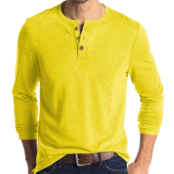 Henley Shirts for Men Long Sleeve Button Up Big and Tall Shirts Casual Lightweight Fashion Tee Tops