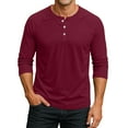 thumbnail image 1 of Henley Shirts for Men Raglan 3/4 Sleeve Jersey Baseball T-Shirts Casual Cotton Sport Athletic Tee Tops D#106_Wine 3XL(US:14), 1 of 7
