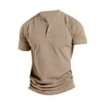 thumbnail image 1 of Henley Shirts for Men Short Sleeve Basic Button-Down T-Shirt with Pockets Summer Casual Athletic Workout Tops, 1 of 5