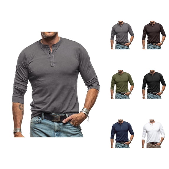 Henley Shirts for Men Spring Fall Casual Long Sleeve Lightweight Plain Basic Undershirt