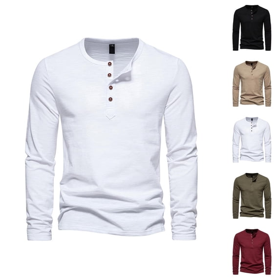 Henley Shirts for Men Spring Fall Casual Soft Comfortable Long Sleeve Plain Basic Shirt Pullover Undershirt