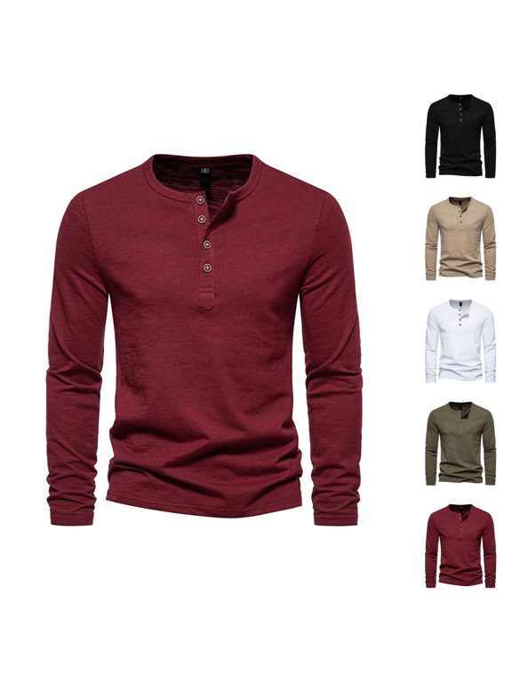 Henley Shirts for Men Spring Fall Casual Soft Comfortable Long Sleeve Plain Basic Shirt Pullover Undershirt