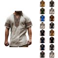 thumbnail image 1 of Henley Shirts for Men Summer Casual Retro Print Short Sleeve T Shirts for Man Renaissance Top Party Wear, 1 of 5