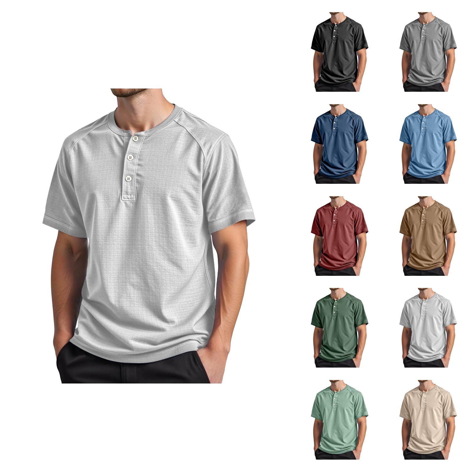 Henley Shirts for Men Summer Casual Short Raglan Sleeve Crewneck ...