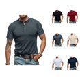 thumbnail image 1 of Henley Shirts for Men Summer Casual Short Sleeve Plain Basic Henley Tshirts Mens Tees Work Shirt, 1 of 6