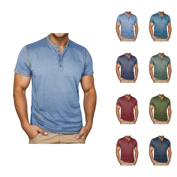 Henley Shirts for Men Summer Casual Short Sleeve Soft Breathable Relaxed Fit Henley Tshirts Mens Tees