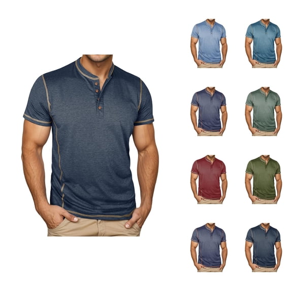 Henley Shirts for Men Summer Casual Short Sleeve Soft Breathable Relaxed Fit Henley Tshirts Mens Tees