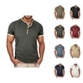 thumbnail image 1 of Henley Shirts for Men Summer Fashion Casual Short Sleeve Relaxed Fit Lightweight Tshirts Color Block Mens Tees, 1 of 7