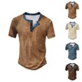 thumbnail image 1 of Henley Shirts for Men Summer Solid Casual Short Sleeve Waffle Weave Mens T-Shirts Renaissance Top, 1 of 3