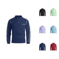 thumbnail image 1 of Henley Shirts for Men with Pocket Summer Casual Crew Neck Long Sleeve Waffle Weave T Shirts for Man Basic Tops, 1 of 4