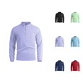 thumbnail image 1 of Henley Shirts for Men with Pocket Summer Casual Crew Neck Long Sleeve Waffle Weave T Shirts for Man Basic Tops, 1 of 5
