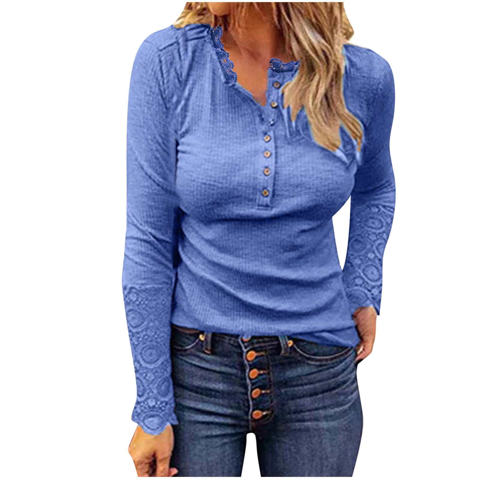 Henley Shirts for Women Elegant Front Zipper Blouses V Neck T Shirt