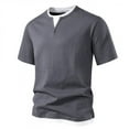 thumbnail image 1 of Henley Short Sleeve Shirts for Men Red Tshirt Polyester Shirts White T-Shirts for Men Grey Shirt Men's Short Sleeve Henley Shirts, 1 of 4