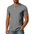 thumbnail image 1 of Henley Style for Mens T Shirt Casual Short Sleeve Summer Tee Lightweight Loose Fit Button Neck Pullover Top Daily T-Shirts, 1 of 6