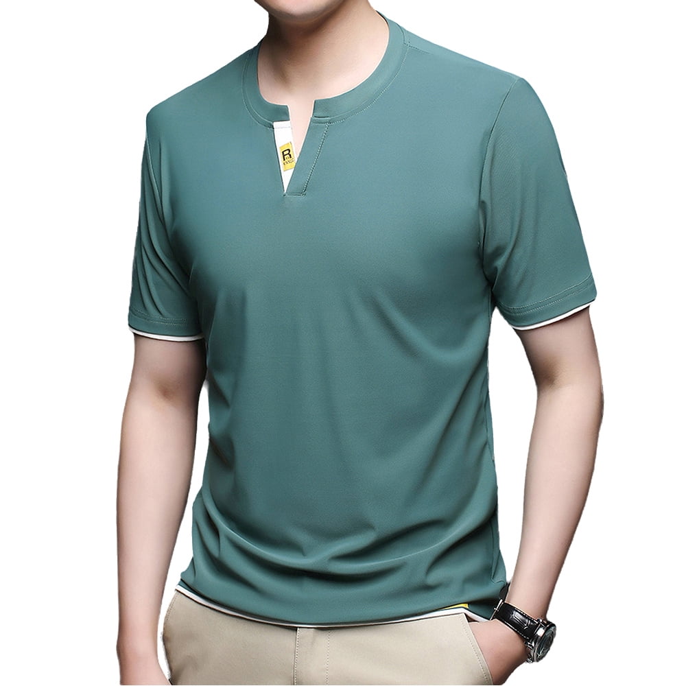 Jdlsppl Men's Cotton Henley T-Shirt - Short Sleeve Crew Neck Button-Up Top (Regular Fit, Spring/Summer) - View #11