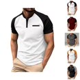 thumbnail image 1 of Henley T Shirts for Men Summer Raglan Short Sleeve Color Block Color Block Casual T-Shirts, 1 of 5