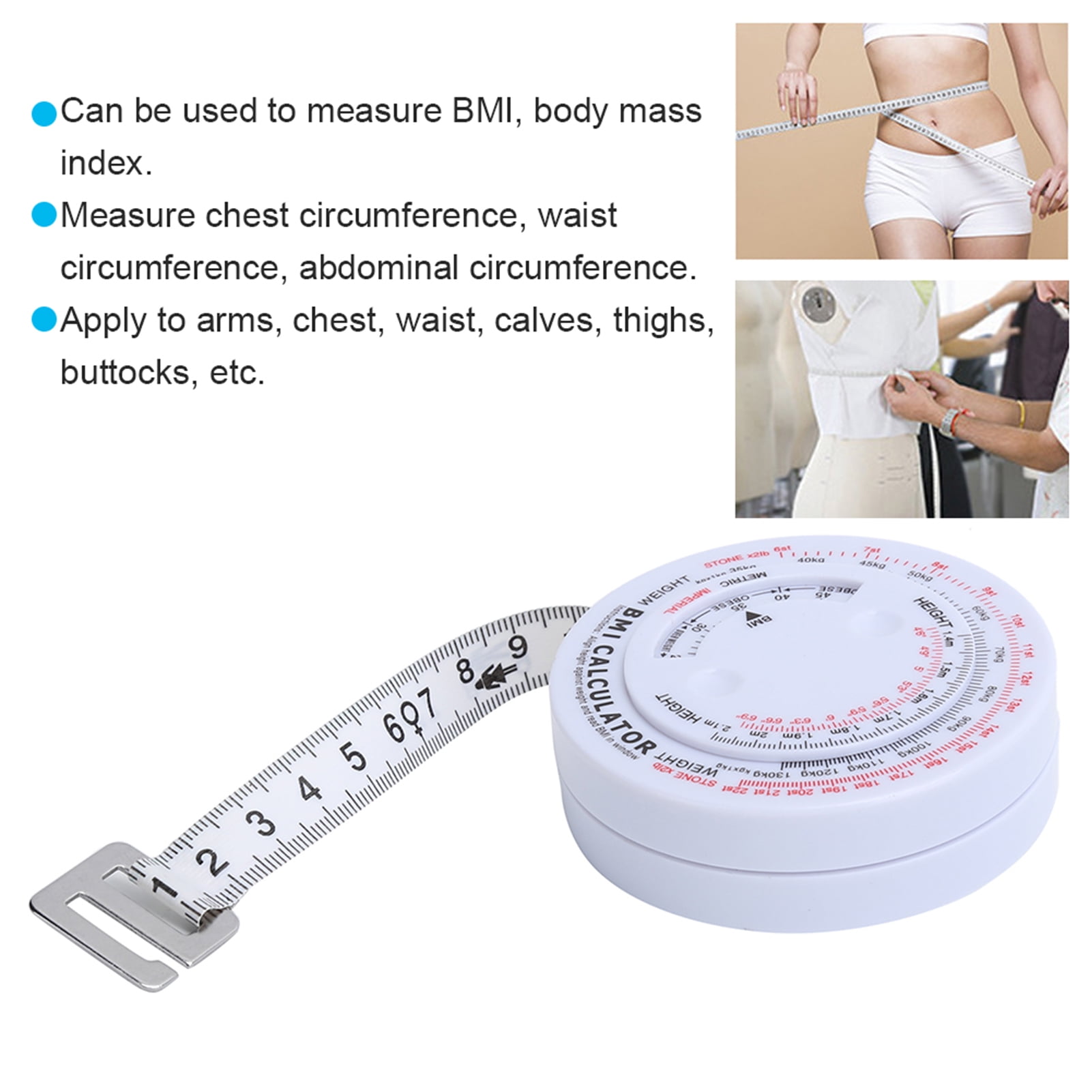 Henmomu 150cm BMI Body Mass Index Tape Measure Body Fat Caliper Weight