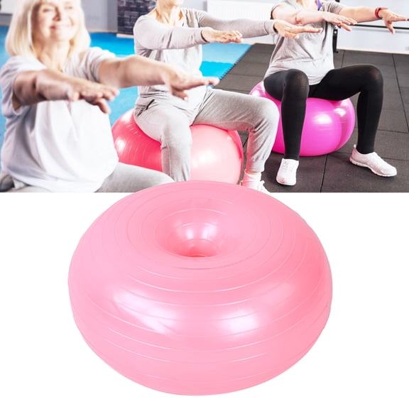 Henmomu Doughnut Yoga Ball,50cm PVC Pink Doughnut Shape Thicken Anti-explosion Inflatable Seating Exercise Yoga Ball,Seating Exercise Yoga Ball