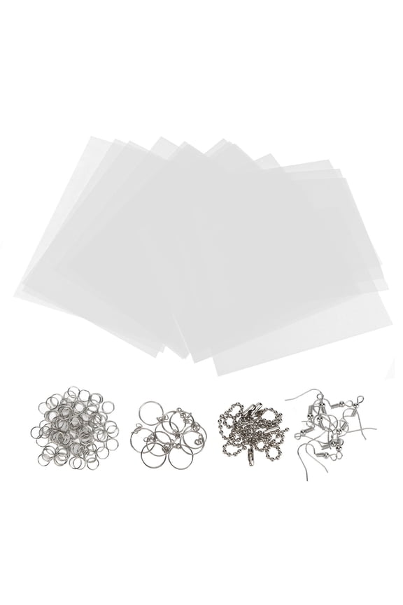 Henmomu Shrinky Dink Paper,20pcs Heat Shrink Sheets Transparent Shrink Plastic Sheet Kit with Key Rings for Key Chains Jewelry Toys Making Gift