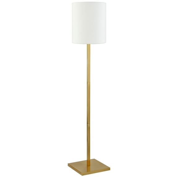 Henn&Hart 12" Brass Finish Metal/Fabric Floor Lamp