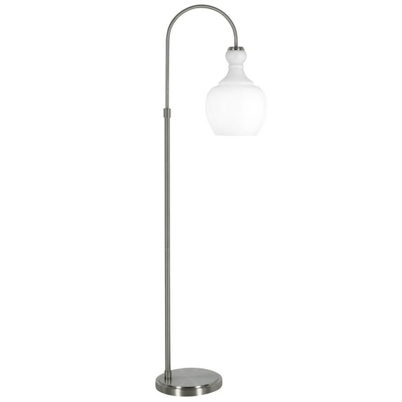 Henn&Hart 12" Brushed Nickel Finish Metal/Glass Floor Lamp