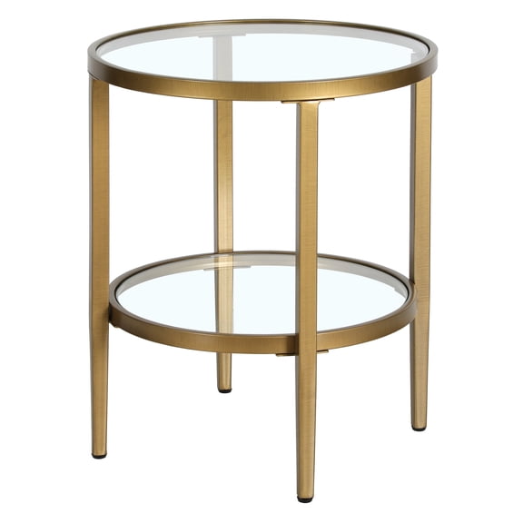 Henn&Hart 20" Antique Brass Finish Metal/Glass Side Table