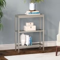thumbnail image 1 of Henn&Hart 22" Satin Nickel Finish Metal/Glass Console Table, 1 of 5
