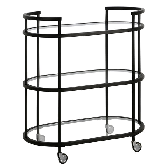 Evelyn&Zoe Modern/Contemporary 30" Wide Blackened Bronze Bar Cart