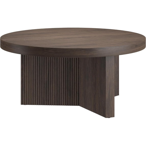 Henn&Hart 32" Fluted Round Low-Profile Coffee Table with Ribbed ...