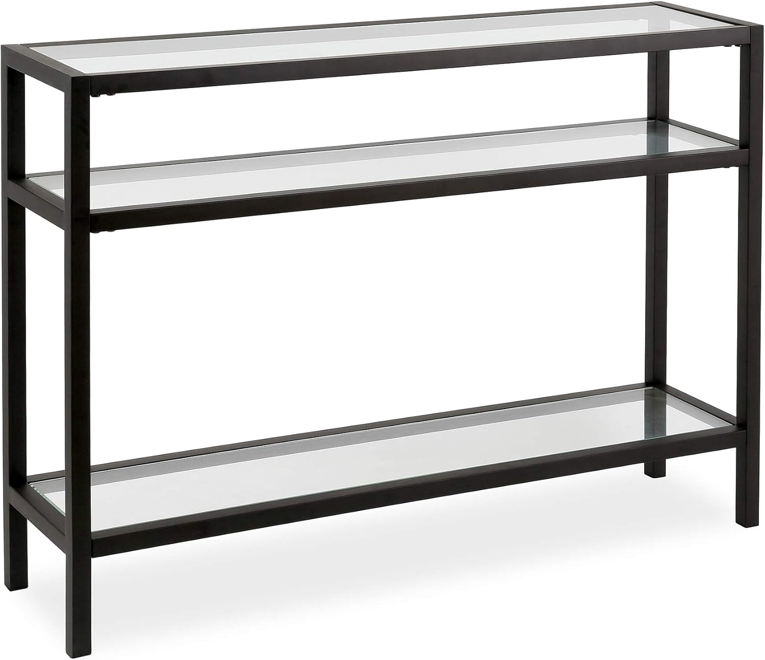 Henn&Hart 42" Wide Rectangular Console Table in Blackened Bronze ...