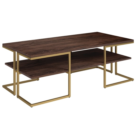 Evelyn&Zoe Mid-Century Modern 45" Wide Brass Coffee Table