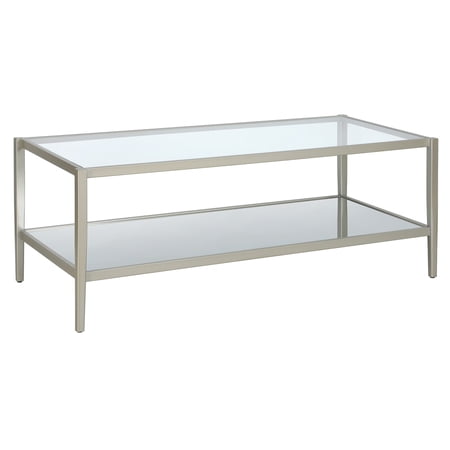 Evelyn&Zoe Modern/Contemporary 45" Wide Satin Nickel Coffee Table
