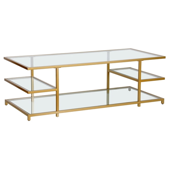 Evelyn&Zoe Modern/Contemporary 54" Wide Brass Coffee Table