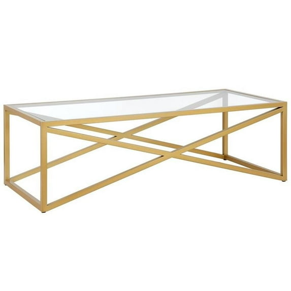 Henn&Hart 54 in. Brass Metal Coffee Table