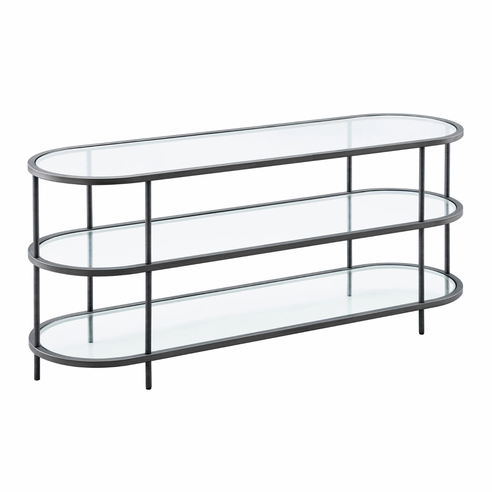 Evelyn&Zoe Leif Oval TV Stand for TV's up to 60" in Aged Steel