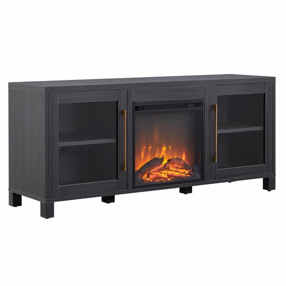 Henn&Hart 58" Charcoal Gray/Glass TV Stand