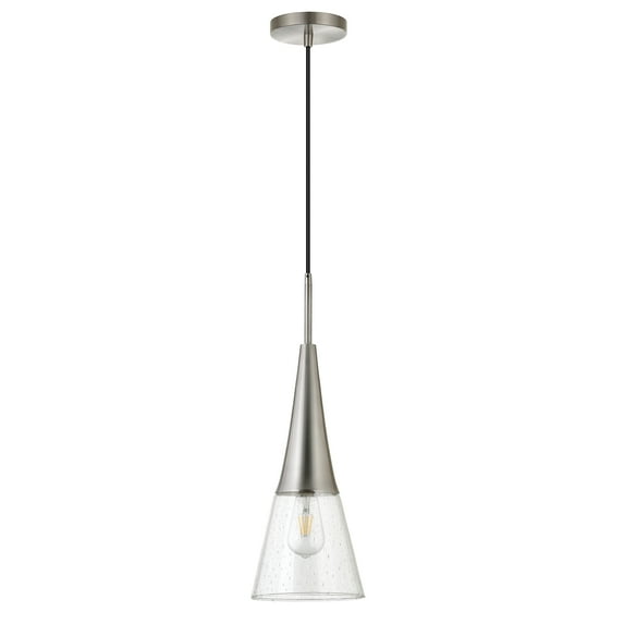 Henn&Hart 7" Brushed Nickel Metal/Glass Pendant