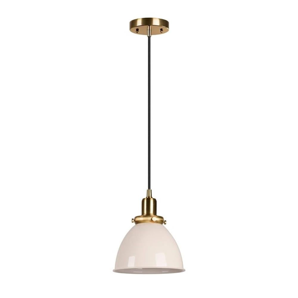 Elegant 8" Modern Brass & Pearled White Pendant Light