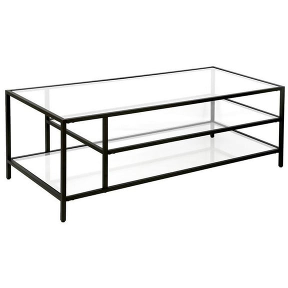 Henn&Hart Black Bronze Coffee Table with Glass Shelves