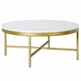 thumbnail image 1 of Henn&Hart Brass Finish Coffee Table with Faux Marble Top, 1 of 7