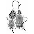thumbnail image 1 of Henna Apron Set of South Asian Inspired Design Elements Floral and Geometric Style Ornamental, Unisex Kitchen Bib Apron with Adjustable Neck for Cooking Baking Gardening, Black White, by Ambesonne, 1 of 3