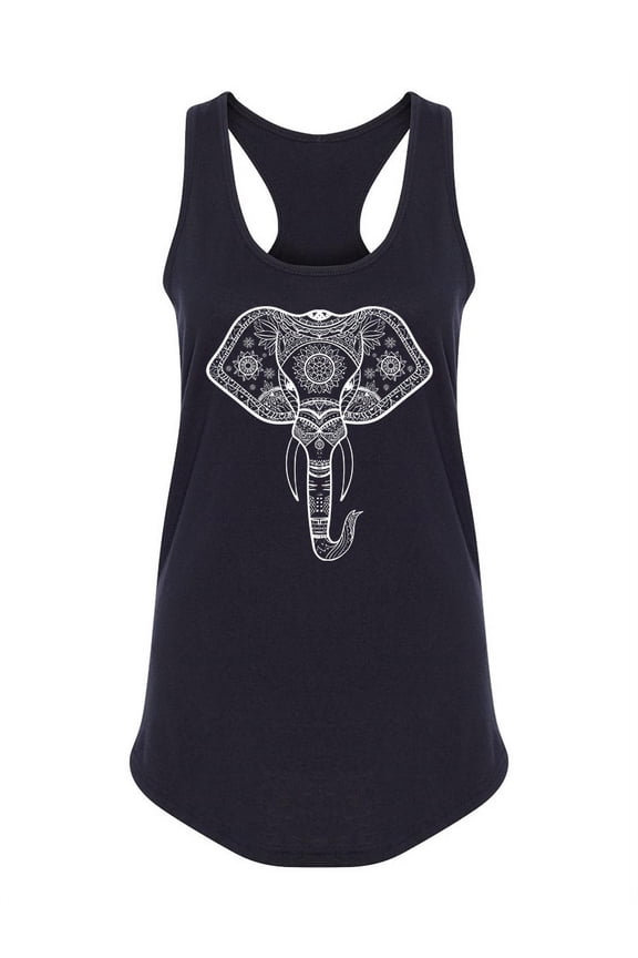 Henna Elephant Head Tank Women - Women Racer Back, Xtra Large