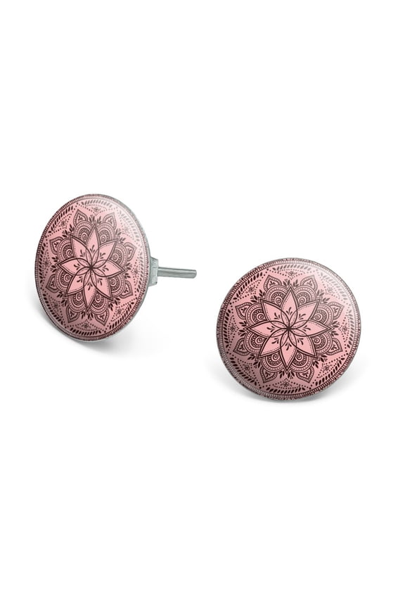 Henna Flower Art Tattoo Marriage Novelty Silver Plated Stud Earrings