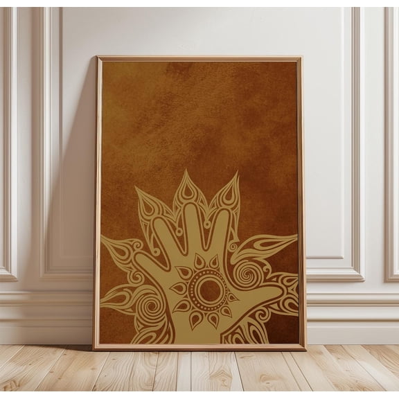 Henna Hand Boho Symbol Earth Tone Spiritual Wall Art Decor Unframed Paper Print
