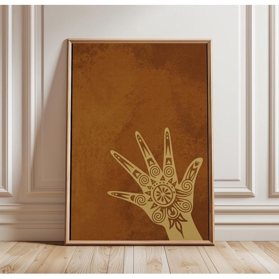 Henna Hand Poster Boho Symbol Wall Art Earth Tone Spiritual Print 1