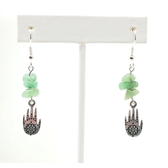 Henna Hand and Green Aventurine Earrings