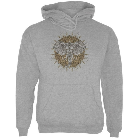 Henna Mandala Elephant Mens Hoodie Sport Grey 4X-LG