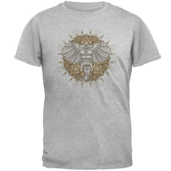 Henna Mandala Elephant Mens T Shirt Heather LG