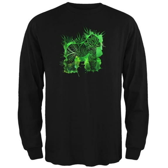 Henna Mountain Gorilla Jungle Splatter Mens Long Sleeve T Shirt Black LG