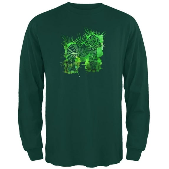 Henna Mountain Gorilla Jungle Splatter Mens Long Sleeve T Shirt Forest Green LG